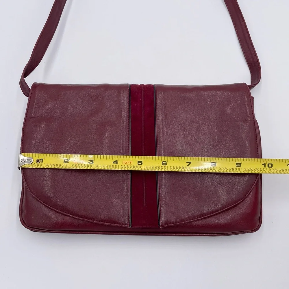 Vintage 60s 70s Stanley Blacker Designer Shoulder Bag Purse Burgundy Red Leather